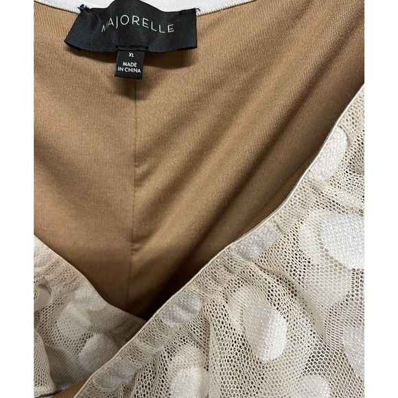 Majorelle Bandit Mini Dress in White Size XL Mesh Polka Dot Nude Cocktail/Party - Picture 3 of 12